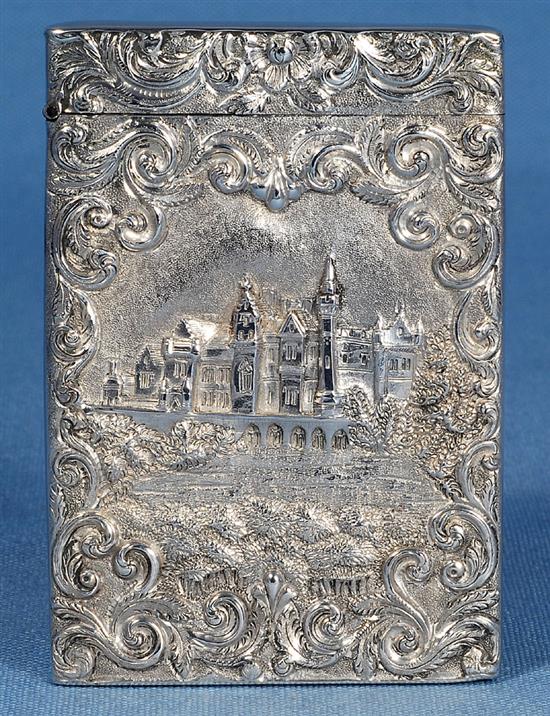 A good William IV silver double sided castle top card case H: 95mm/3 3/4 W: 65mm WEIGHT: 68grms/2.4ozs